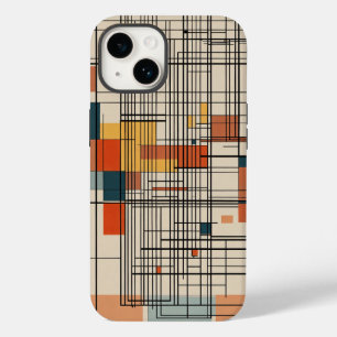 Funda Para iPhone 14 De Case-Mate líneas pequeñas de color blanco marrón y azul negr