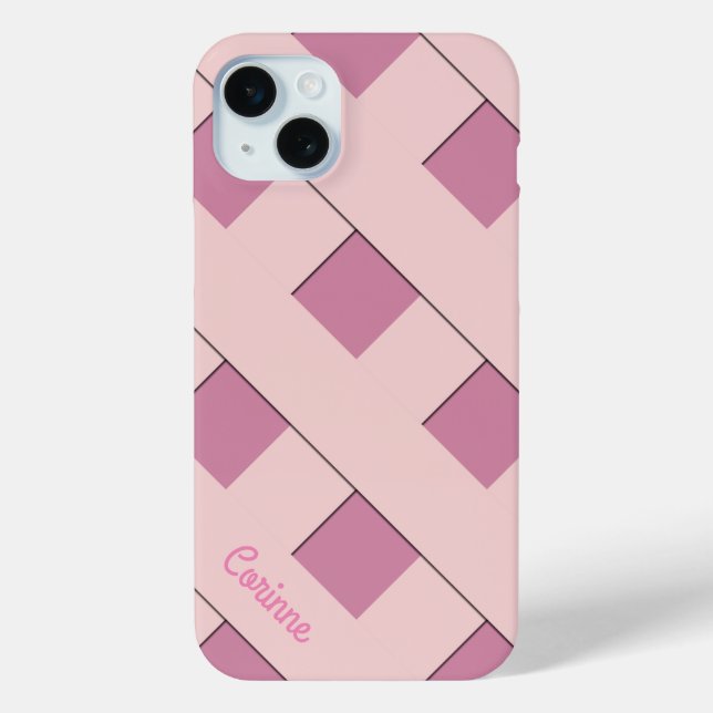 Funda De Case-Mate Para iPhone Líneas rosadas pasadas de cruce geométrico con nom (Reverso )