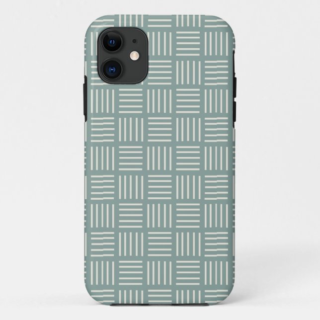 Funda De Case-Mate Para iPhone Líneas verdes al cuadrado (Reverso)