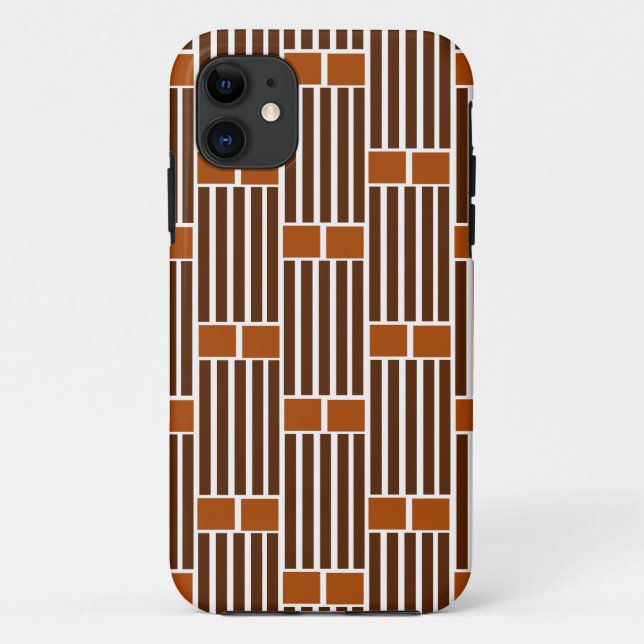 Funda De Case-Mate Para iPhone Líneas y cajas marrones (Reverso)