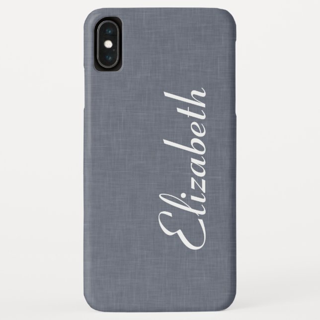 Funda De Case-Mate Para iPhone Lino gris azul moderno (Reverso)