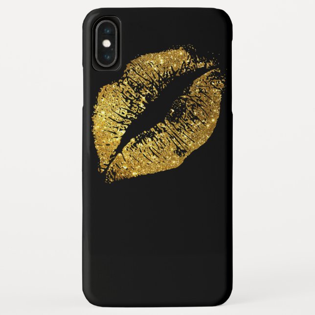 Funda De Case-Mate Para iPhone Lips de Purpurina de oro (Reverso)