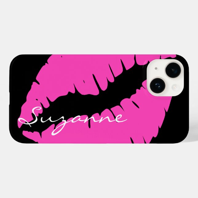 Funda De Case-Mate Para iPhone Lips rosadas personalizadas (Reverso  (Horizontal))