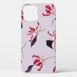 Funda Para iPhone 12 Lirio de llama floreciente: Patrón de jardín flora