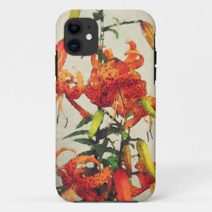 Funda Para iPhone 11 Lirio de Tigre de Acuarela Naranja 1