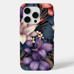 Funda Para iPhone 15 Pro Lirio Tigre Naranja Diseño Tropical