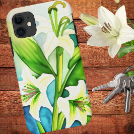 Funda Para iPhone 11 Lirios blancos artísticos