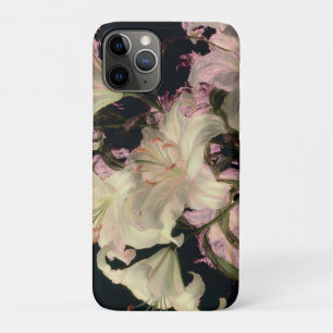 Funda Para iPhone 11 Pro Lirios blancos sobre arte floral de fondo oscuro