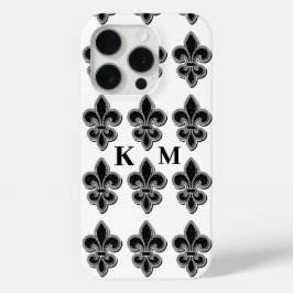 Funda Para iPhone 15 Pro Lirios Negro y Blanco