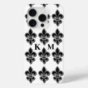 Funda Para iPhone 15 Pro Lirios Negro y Blanco