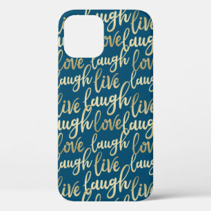 Funda Para iPhone 12 Live Lauder Love Faux Gold Lettering Ocean Blue