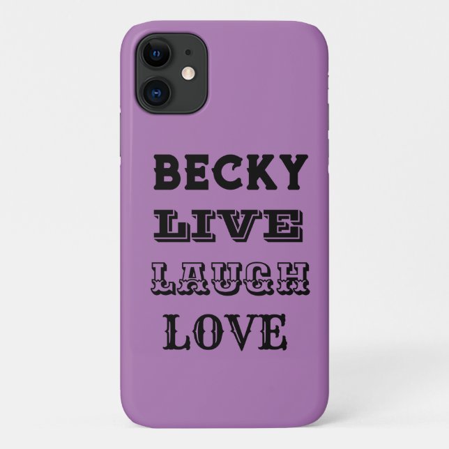 FUNDA DE Case-Mate PARA iPhone LIVE LAUGH LOUGH LOVE NOMBRE PURPLE MODERNO (Reverso)