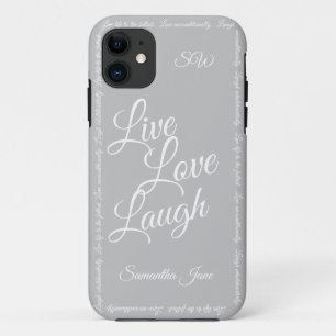 Funda Para iPhone 11 Live Love Lauder Elegant Gray White Script