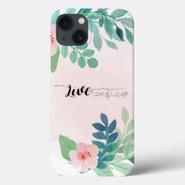 Funda Para iPhone 13 Live, Love, Laugh Boho Floral Watercolor