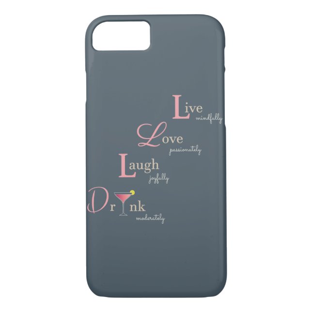 Funda De Case-Mate Para iPhone Live Love Laugh y Bebe cóctel (Reverso)