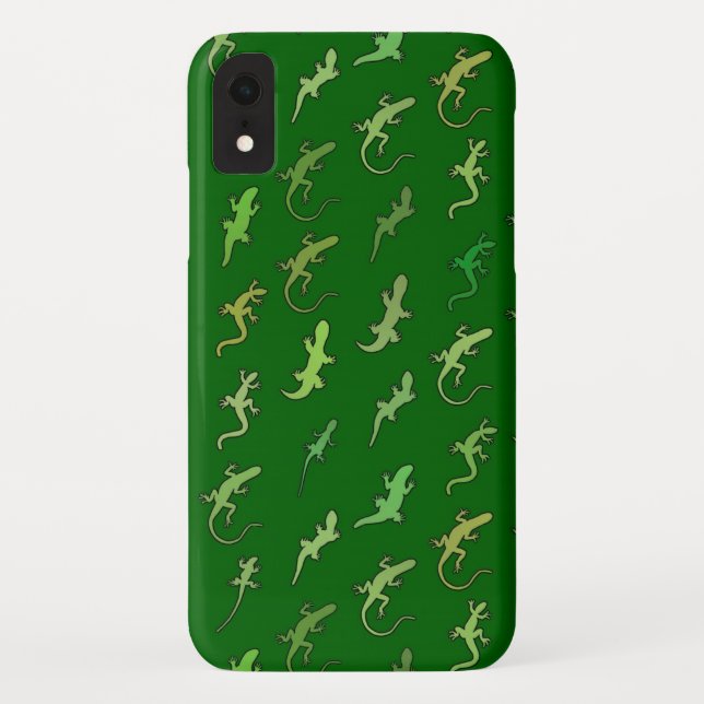 Funda De Case-Mate Para iPhone Lizarras y geckos sobre verde pino (Reverso)