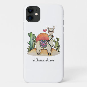 Funda Para iPhone 11 Llama acuarela con cactus