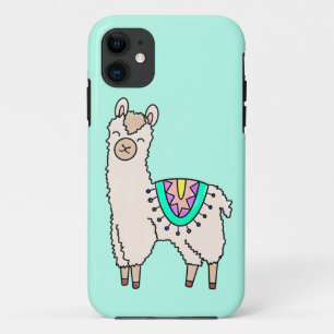Funda Para iPhone 11 llama alpaca de dibujos animados sonriendo feliz d