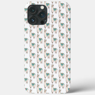 Funda Para iPhone 13 Pro Max llama alpaca de dibujos animados sonriendo feliz d