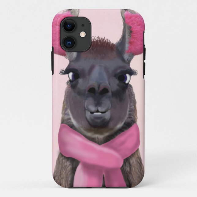 Funda De Case-Mate Para iPhone Llama chillón rosa (Reverso)