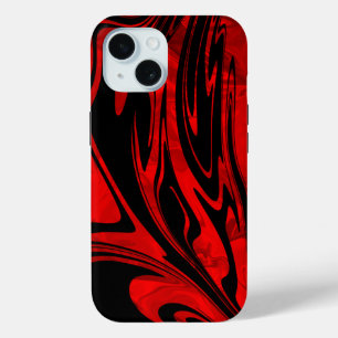 Funda Para iPhone 15 Llama líquida negrita roja y negra