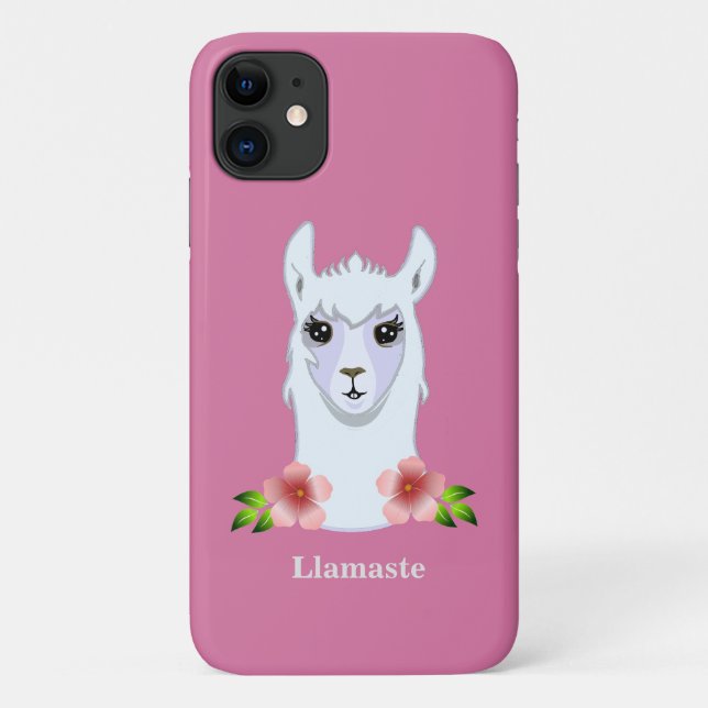 Funda De Case-Mate Para iPhone Llama y flores en rosa oro (Reverso)