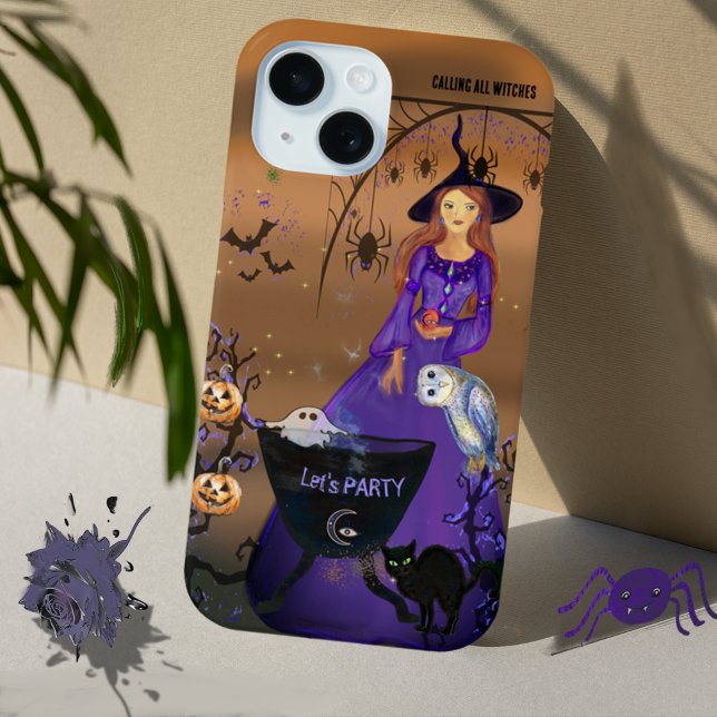 Funda De Case-Mate Para iPhone Llamando a todas las brujas Halloween Cumpleaños (Calling All Witches Halloween Birthday Case-Mate iPhone Case)
