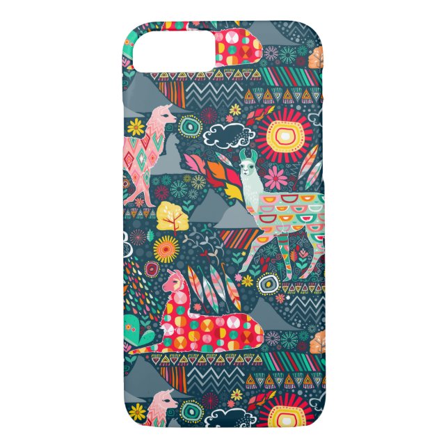 Funda De Case-Mate Para iPhone Llamas preciosas en trullo oscuro (Reverso)
