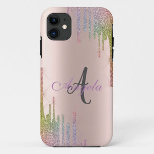 Funda Para iPhone 11 Llamativas gotas de brillo de arcoíris modernas, r
