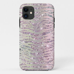 Funda Para iPhone 11 Llamativas Rayas de Tigre de Diamante Rosa