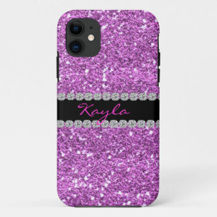 FUNDA PARA iPhone 11 LLAMO POR TELÉFONO AL CRISTAL BLING DE LA LAVANDA