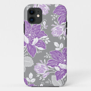 Funda Para iPhone 11 llamo por teléfono al estampado de flores gris