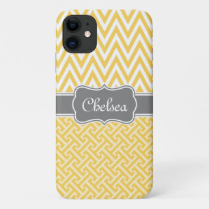 Funda Para iPhone 11 Llave griega amarillo Patrones de cheurón