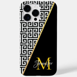 Funda Para iPhone 14 Pro Max De Case-Mate Llave Griega de Pan de Oro Diagonal con Monograma 