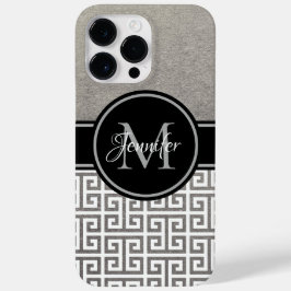 Funda Para iPhone 14 Pro Max De Case-Mate Llave Griega Monograma Negro y Blanco con Hoja de 
