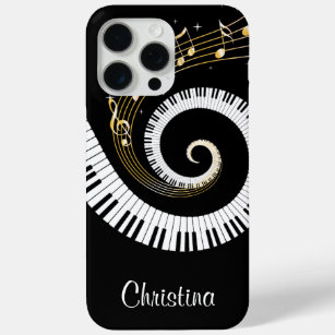 Funda Para iPhone 15 Pro Max Llaves del piano y notas adaptables de la música