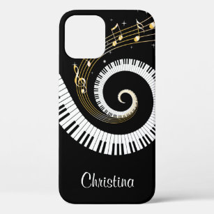 Funda Para iPhone 12 Pro Llaves del piano y notas adaptables de la música