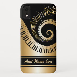 Funda Para iPhone XR Llaves del piano y notas de la música del oro