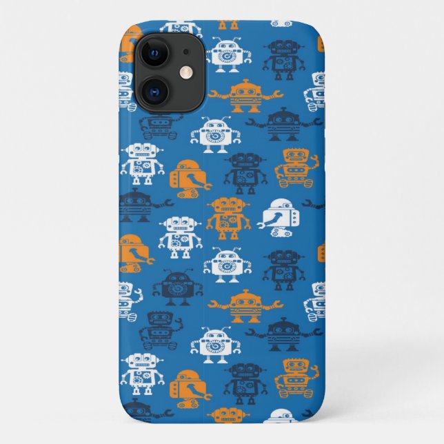 Funda De Case-Mate Para iPhone Llenos de pequeños robots (Reverso)