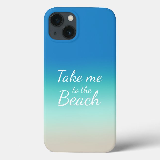 Funda De Case-Mate Para iPhone "Llévame A La Playa" Ombre Azul Moderno (Reverso)