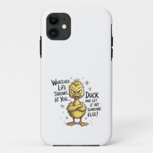 Funda Para iPhone 11 Lo Que La Vida Te Arroje Pato Frase Divertida 