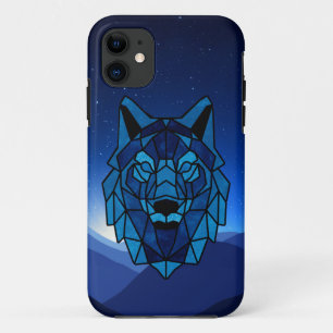 Funda Para iPhone 11 Lobo azul geométrico
