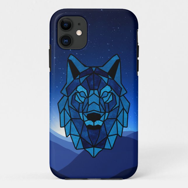 Funda De Case-Mate Para iPhone Lobo azul geométrico (Reverso)