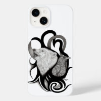 Lobo blanco con arte tribal de Raven