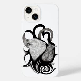 Funda Para iPhone 14 De Case-Mate Lobo blanco con arte tribal de Raven