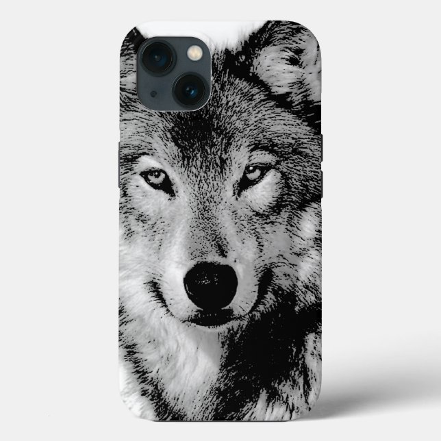 Funda De Case-Mate Para iPhone Lobo blanco y negro (Reverso )