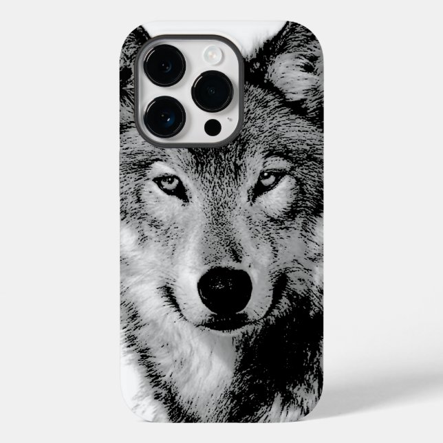 Funda De Case-Mate Para iPhone Lobo blanco y negro (Reverso )