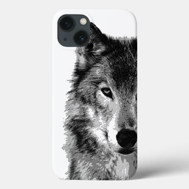Funda De Case-Mate Para iPhone Lobo blanco y negro (Reverso)