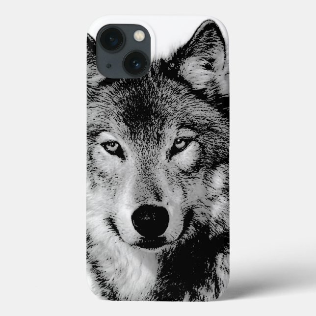Funda De Case-Mate Para iPhone Lobo blanco y negro (Reverso)