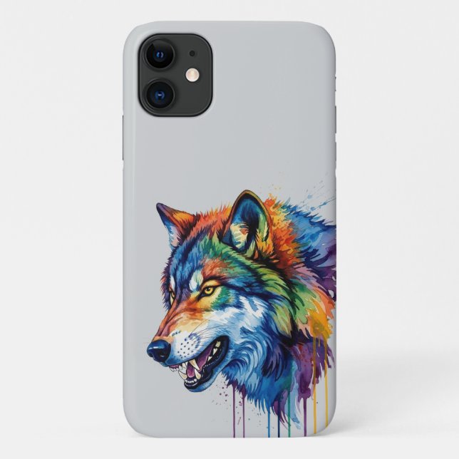 Funda De Case-Mate Para iPhone Lobo colorido  (Reverso)
